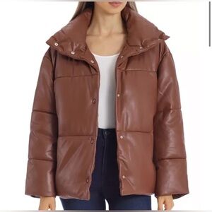 Bagatelle NYC • Oversize Faux Leather Puffer Jacket